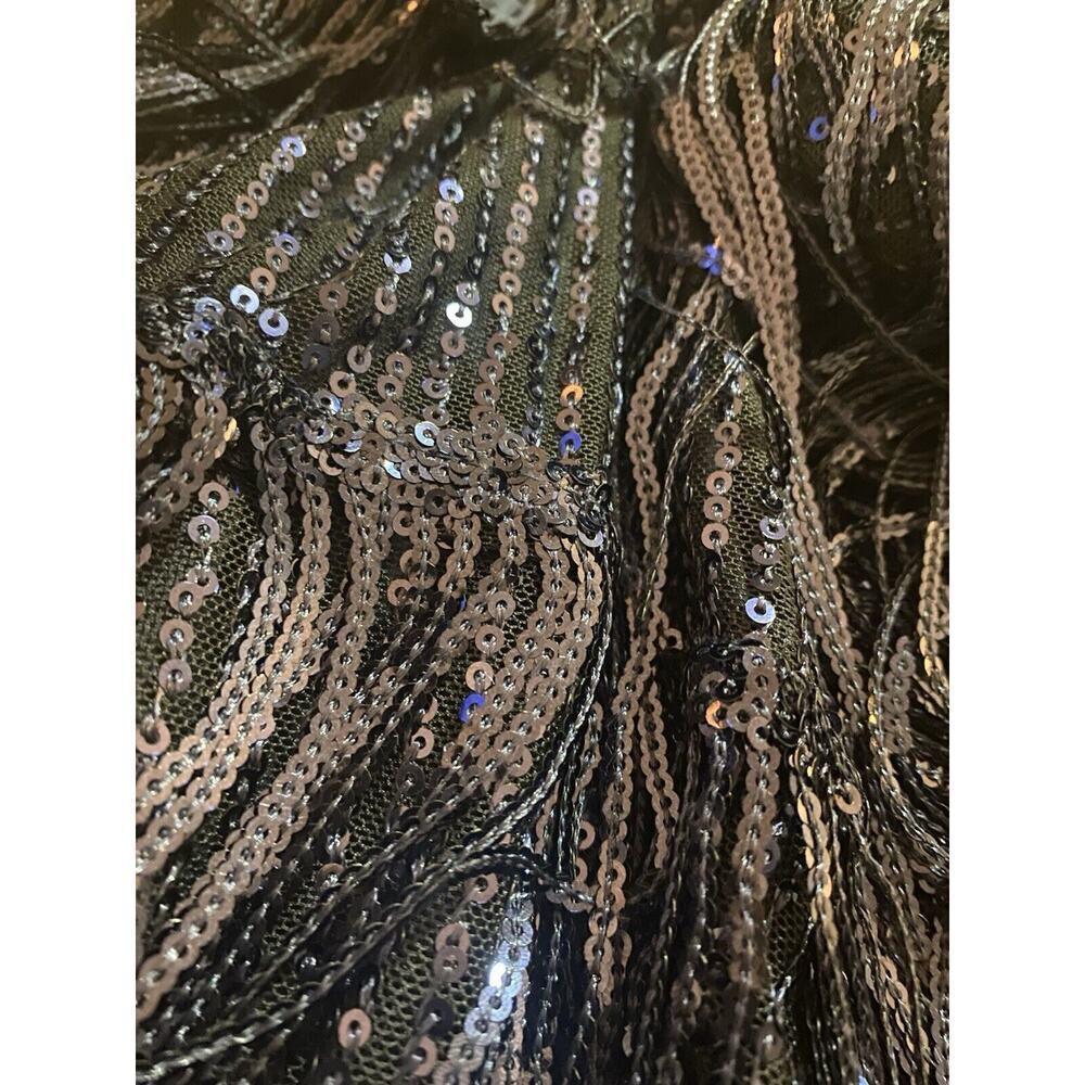 Navy‎ Blue Sequin Fringe Feather Mini Dress Party Cocktail Flapper Style - Picture 5 of 12